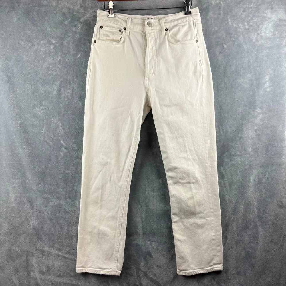 AGOLDE Riley Crop High Rise Straight Leg Jeans Sz.‎ 27 White/Cream Summer Luxury